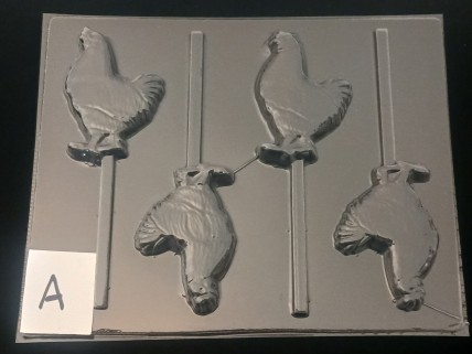 621 Rooster Chocolate Candy Lollipop Mold FACTORY SECOND