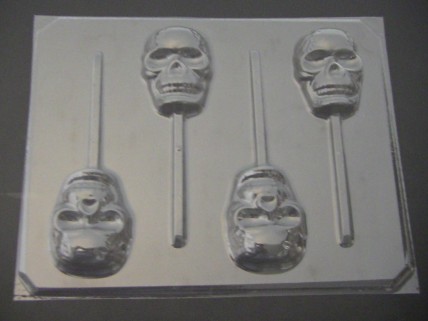 2428 Skulls Chocolate or Hard Candy Lollipop Mold